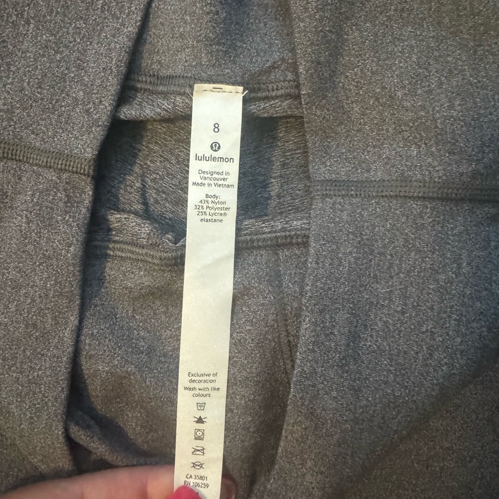 Lululemon Heathered Black (gray) Wunder Under high rise leggings crop 21” (worn)